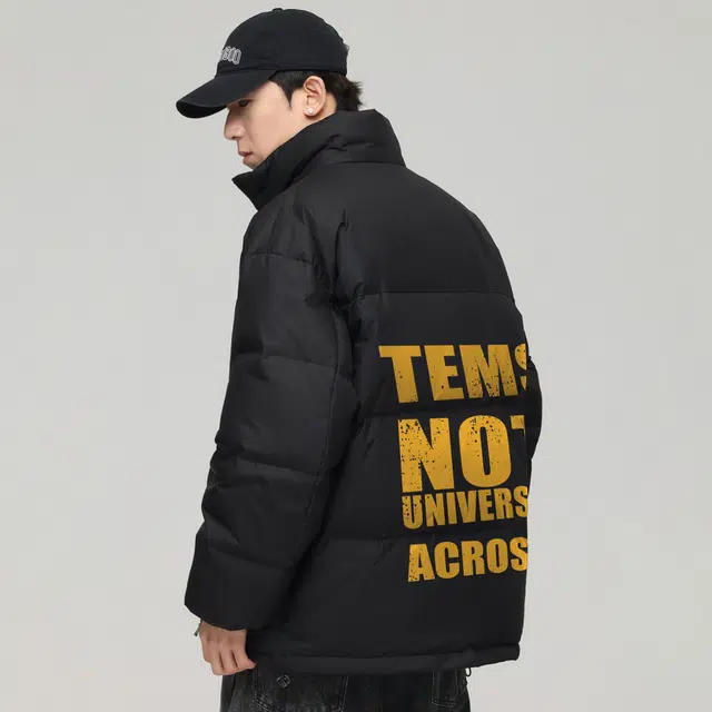 物质公式 美式复古高街斑驳字母印花加厚保暖锁温御寒宽松百搭防风防水面包服棉袄舒适休闲户外运动潮流短款外套立领高级感羽绒服 男女同款