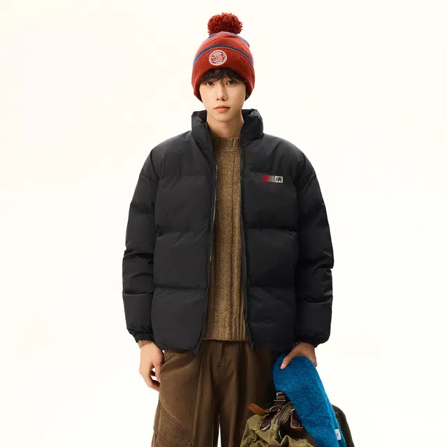 物质公式 美式复古高街旗帜渐变字母印花加棉加厚保暖防寒面包服外套时尚简约基础款宽松百搭舒适休闲户外运动防风防水潮流棉服 男女同款