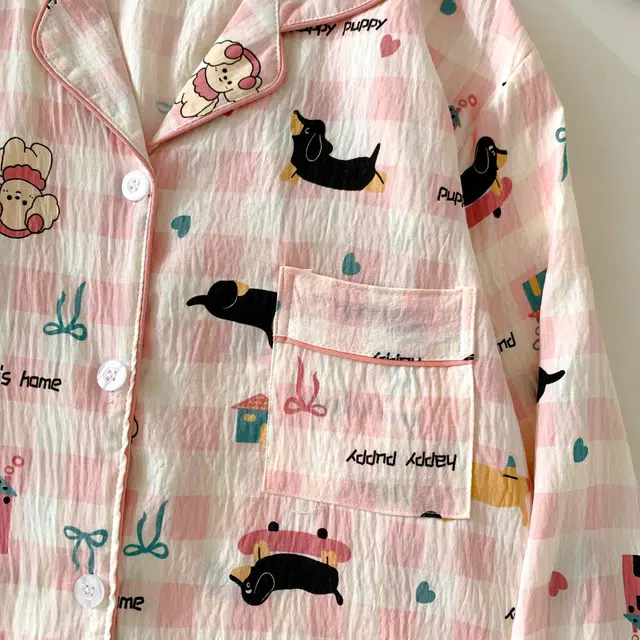静英鸾 斑点狗满印翻领设计简约舒适可外穿家居服睡衣套装 女款