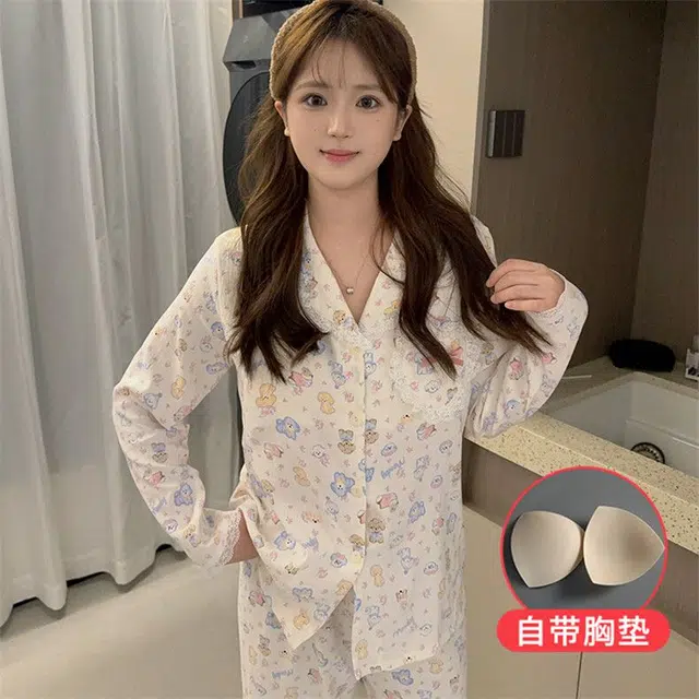 静英鸾 翻领卡通小狗甜美风休闲舒适家居服睡衣礼盒 女款