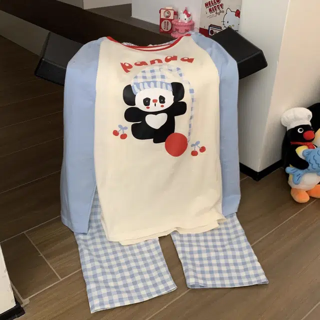 静英鸾 圆领时尚甜美风休闲舒适家居服睡衣套装 男女同款