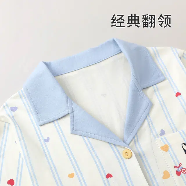 静英鸾 简约休闲时尚翻领卡通小猫亲肤舒适可外穿家居服睡衣套装 女款