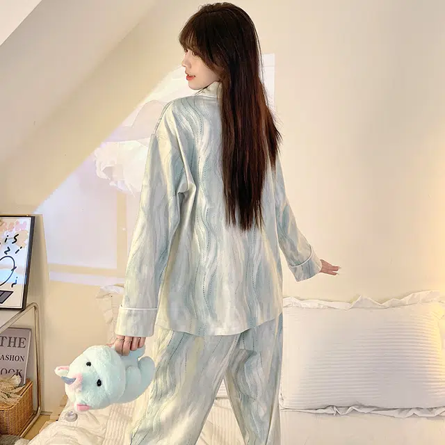 静英鸾 翻领卡通熊猫甜美风冬季德绒加厚保暖休闲舒适家居服睡衣套装 女款