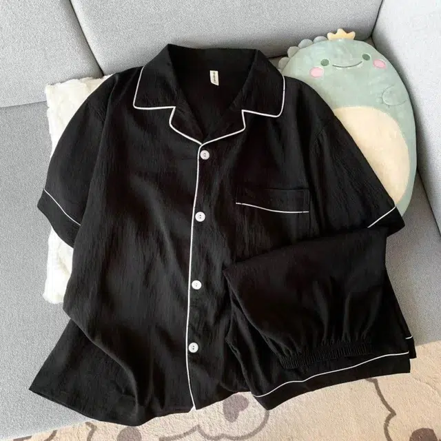 静英鸾 纯色翻领短袖短裤简约风休闲舒适家居服睡衣套装 男款