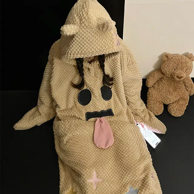 静英鸾 休闲时尚简约甜美可爱卡通柔软保暖舒适可外穿家居服睡裙 女款