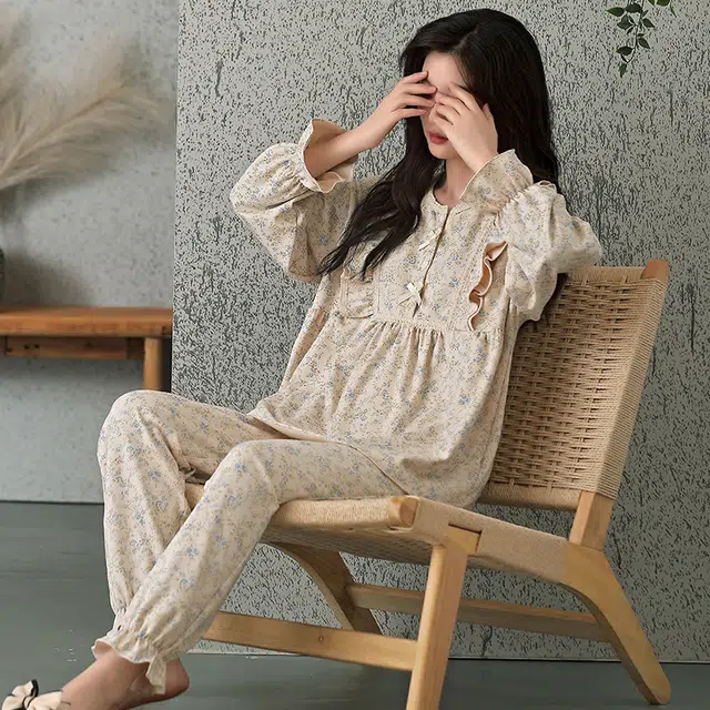 静英鸾 带胸垫清新碎花高级感休闲时尚可外穿家居服睡衣套装 女款