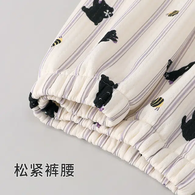 静英鸾 翻领休闲简约卡通保暖亲肤舒适可外穿家居服睡衣套装 女款