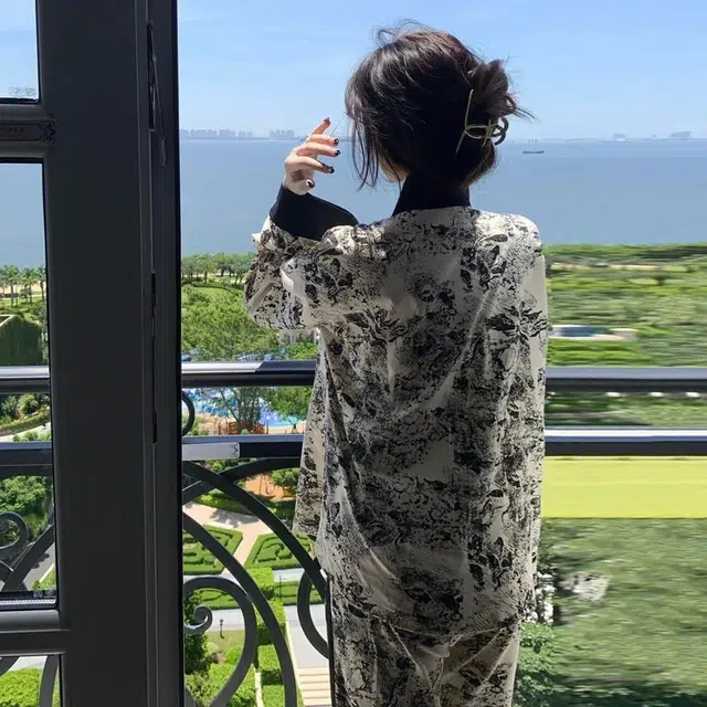 静英鸾 家居女简约可外穿亲肤透气长袖三件套服睡衣套装 女款