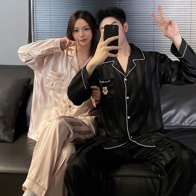 静英鸾 秋季翻领卡通小熊甜美风休闲舒适家居服睡衣礼盒 男女同款
