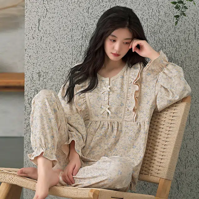 静英鸾 带胸垫清新碎花高级感休闲时尚可外穿家居服睡衣套装 女款