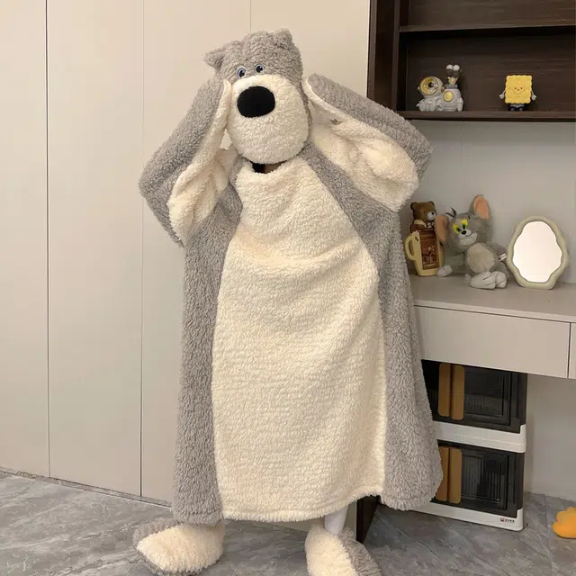 静英鸾 珊瑚绒保暖加绒加厚卡通可爱小熊长袖休闲家居服睡袍 女款