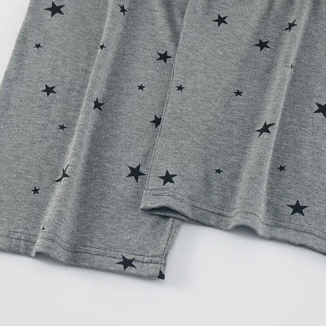 静英鸾 棉质长袖长裤圆领套头纯色星星简约两件套家居服春秋季睡衣套装 女款