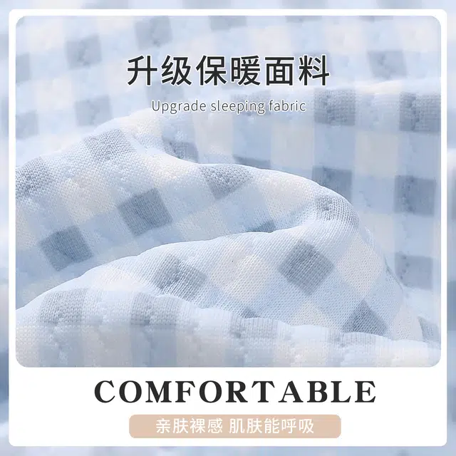静英鸾 休闲简约蓝格子卡通小狗保暖亲肤舒适可外穿家居服睡衣套装 女款