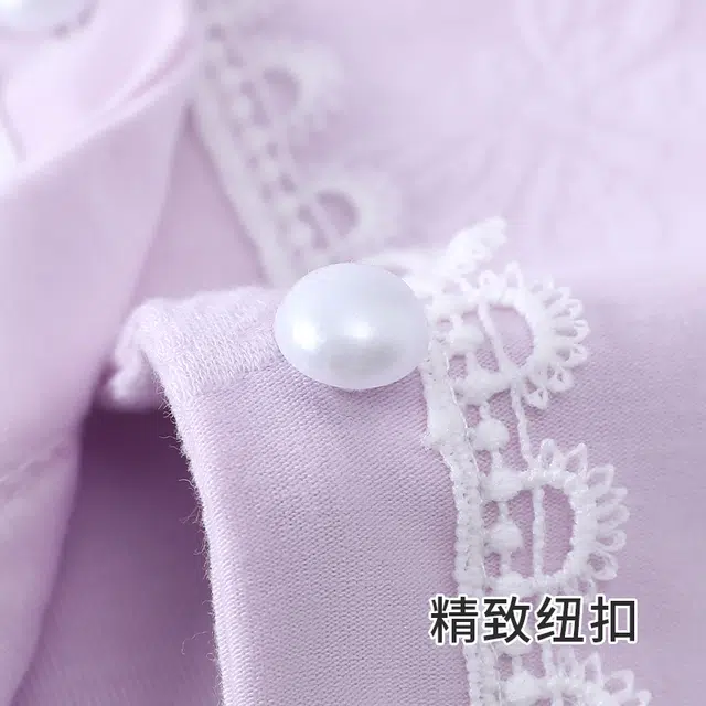 静英鸾 带胸垫休闲时尚甜美简约紫蝴蝶印花亲肤舒适可外穿家居服睡衣套装 女款