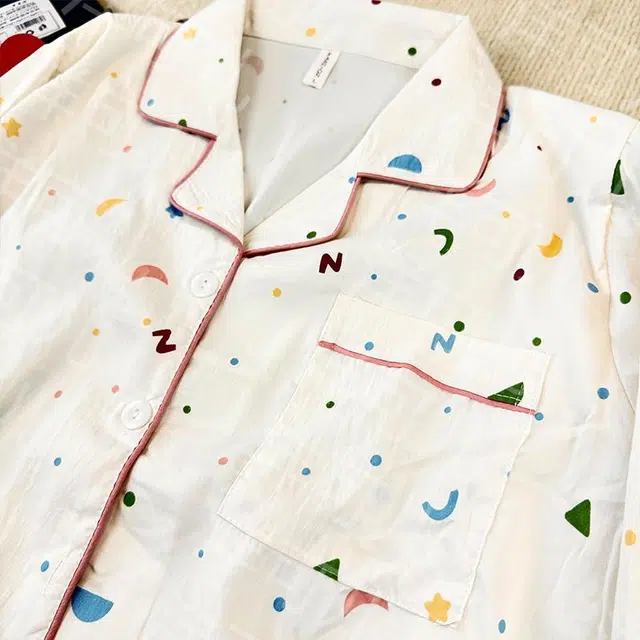静英鸾 简约休闲长袖长裤翻领家居服睡衣套装 女款