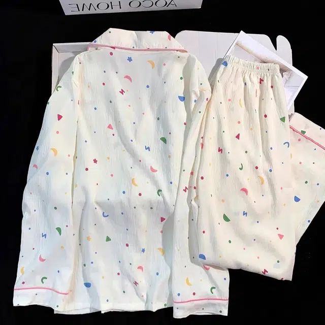 静英鸾  甜美款翻领设计简约舒适亲肤透气可外穿家居服睡衣套装 女款