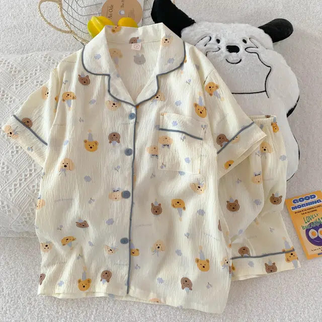 静英鸾 夏季薄款卡通甜美风休闲舒适家居服睡衣套装 女款
