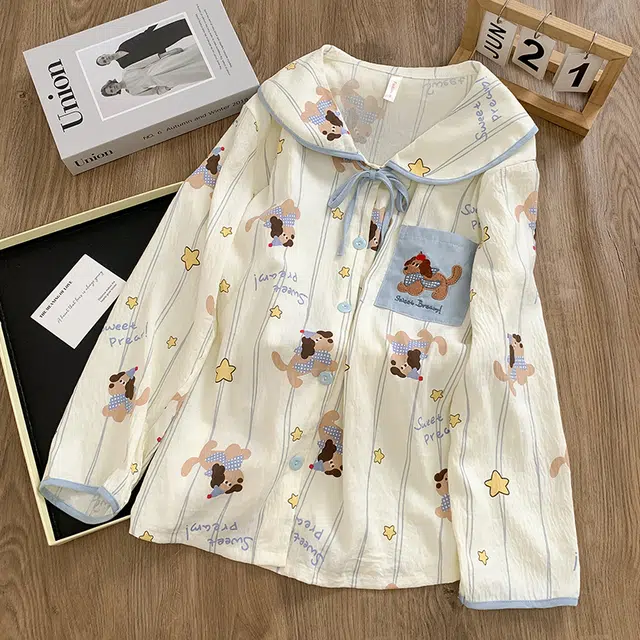 静英鸾 舒适简约休闲轻便透气可外穿开衫家居服睡衣套装 女款