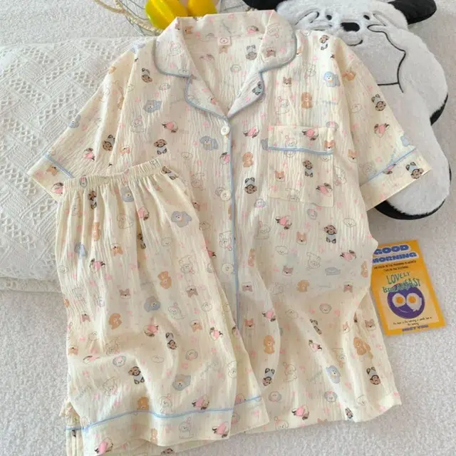 静英鸾 夏季休闲可外穿开衫翻领卡通图案家居服睡衣礼盒 女款