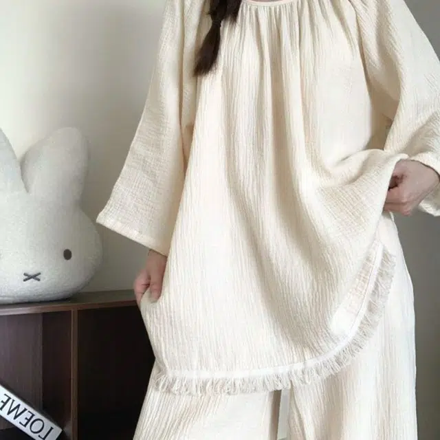 静英鸾 时尚简约风休闲舒适纯色圆领家居服秋季睡衣套装 女款