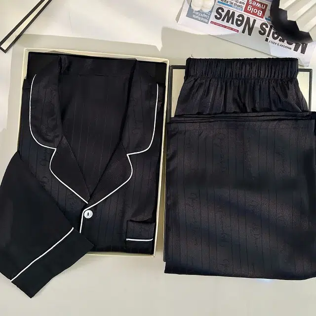 静英鸾  纯色翻领时尚简约风休闲舒适家居服睡衣礼盒 男款