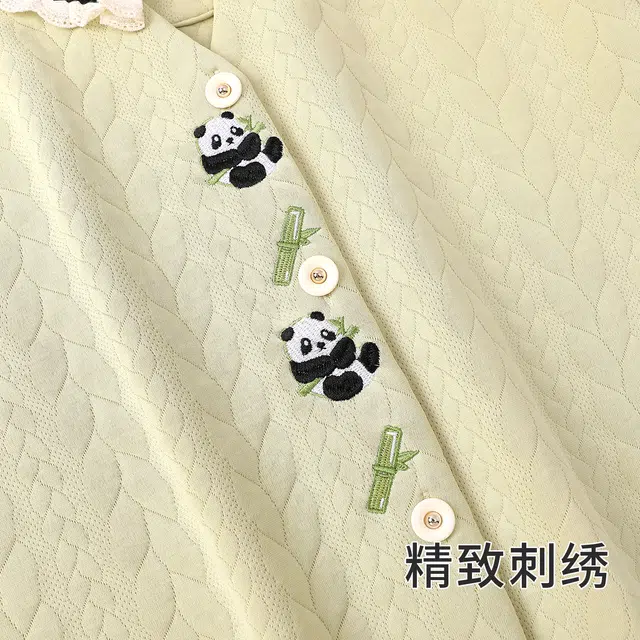 静英鸾 休闲简约时尚甜美可爱卡通熊猫亲肤舒适柔软可外穿家居服睡衣套装 女款