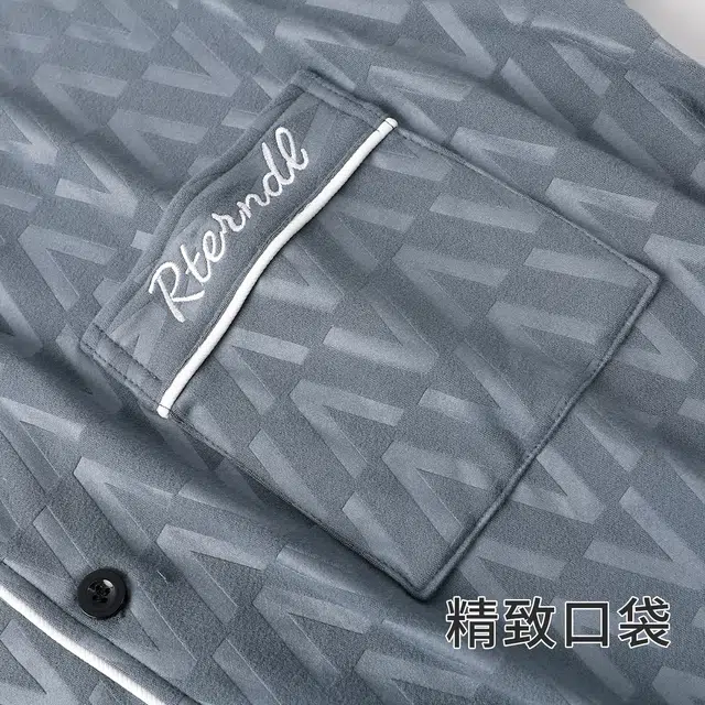 静英鸾 翻领休闲简约时尚字母柔软舒适可外穿家居服睡衣套装 男款
