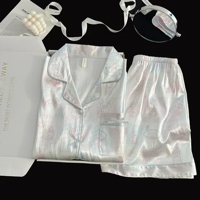 静英鸾 夏季女简约休闲风短袖短裤开衫可外穿家居服睡衣套装 女款