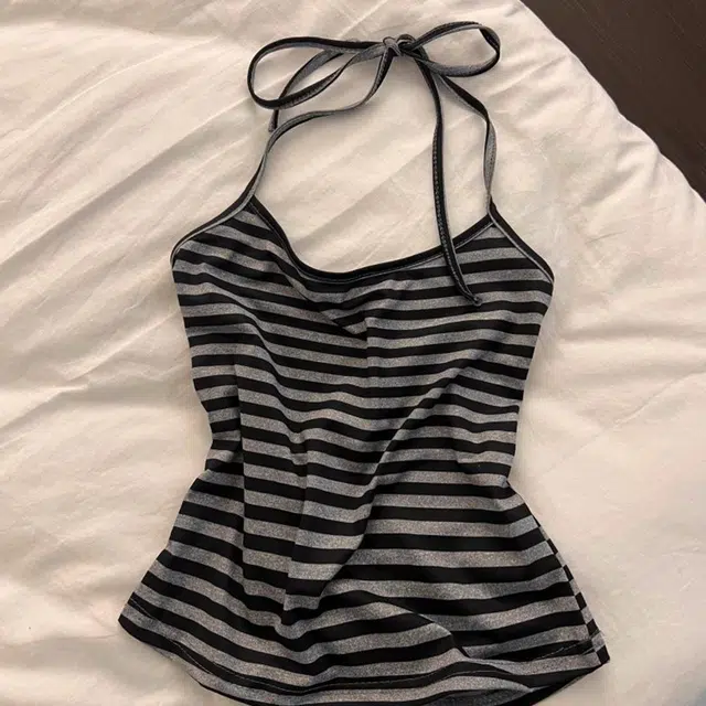 静英鸾 夏季女休闲舒适条纹吊带挂脖设计家居服睡衣套装 女款