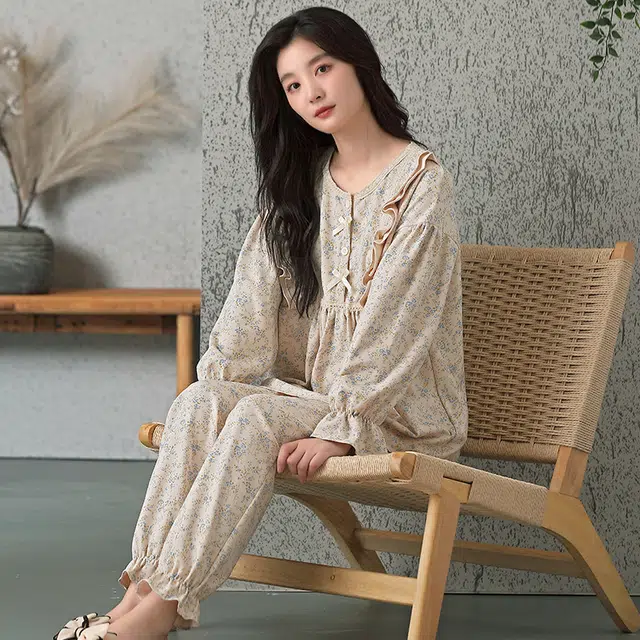 静英鸾 带胸垫清新碎花高级感休闲时尚可外穿家居服睡衣套装 女款