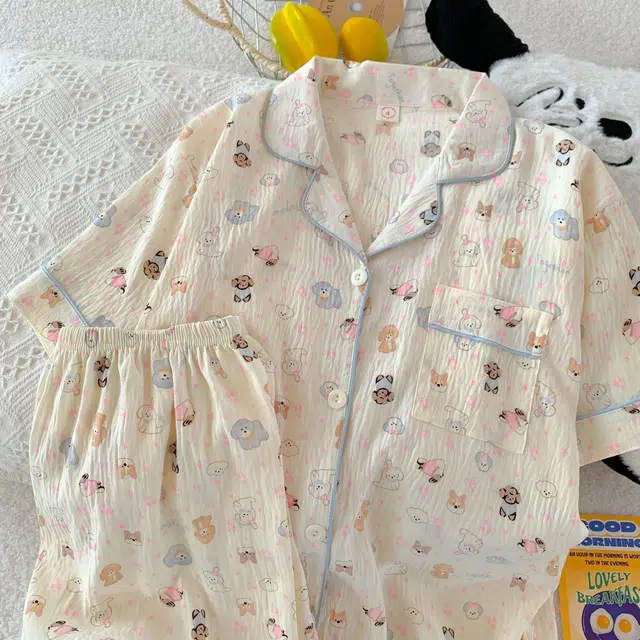 静英鸾 夏季休闲可外穿开衫翻领卡通图案家居服睡衣礼盒 女款