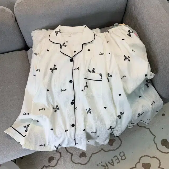 静英鸾 秋季蝴蝶结时尚甜美风休闲舒适家居服睡衣套装 女款