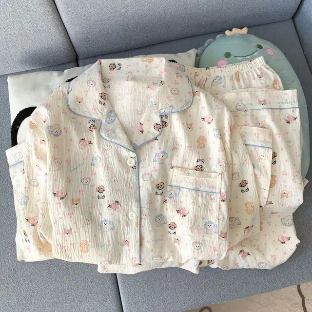静英鸾 舒适简约设计长袖长裤家居服睡衣套装 女款