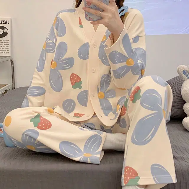 静英鸾 简约长袖长裤休闲可外穿家居服睡衣礼盒 女款