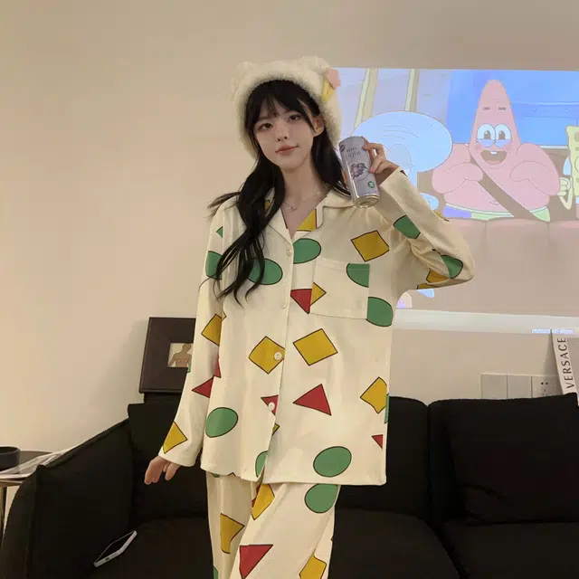静英鸾 情侣可外穿休闲风格家居服睡衣套装 男女同款