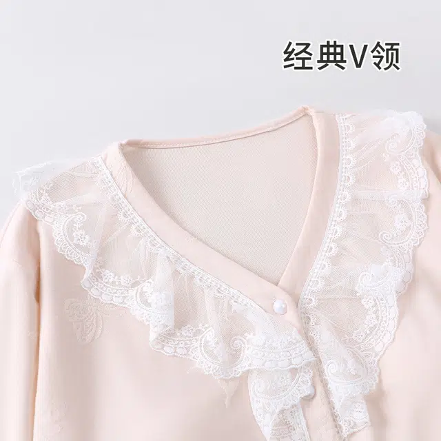 静英鸾 带胸垫休闲时尚甜美简约蝴蝶印花亲肤舒适可外穿家居服睡衣套装 女款
