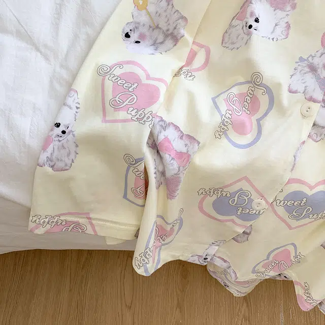 静英鸾 秋季翻领可爱小狗休闲时尚家居服睡衣套装 女款