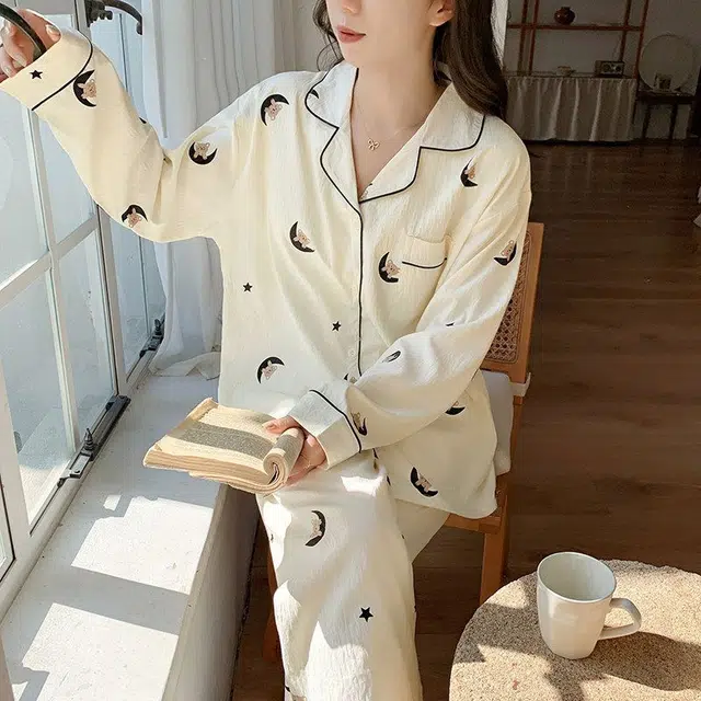 静英鸾 可爱卡通简约舒适可外穿家居服睡衣套装 女款