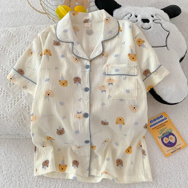静英鸾 夏季薄款卡通甜美风休闲舒适家居服睡衣套装 女款