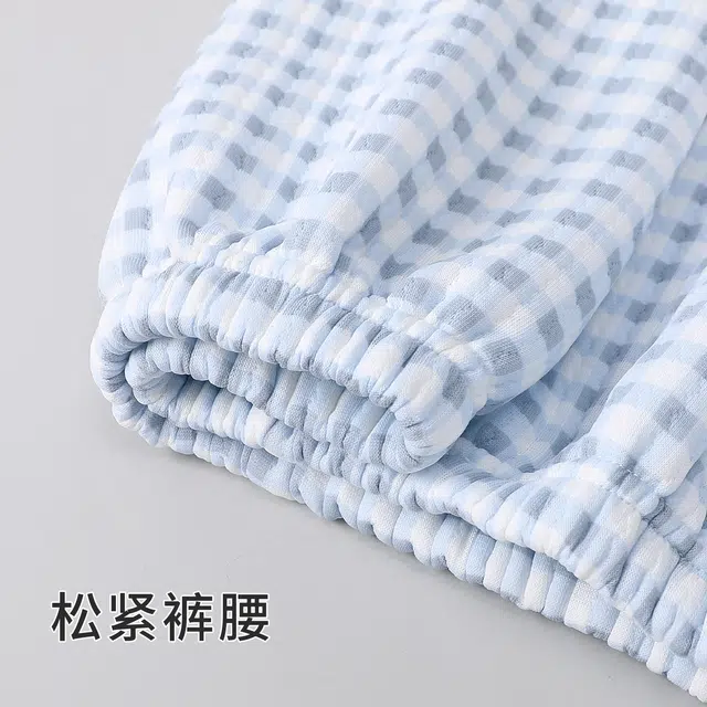 静英鸾 休闲简约蓝格子卡通小狗保暖亲肤舒适可外穿家居服睡衣套装 女款