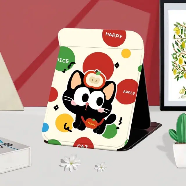 格安诺小猫可爱折叠化妆镜家用随身小镜子桌面折叠镜子化妆镜 折叠镜