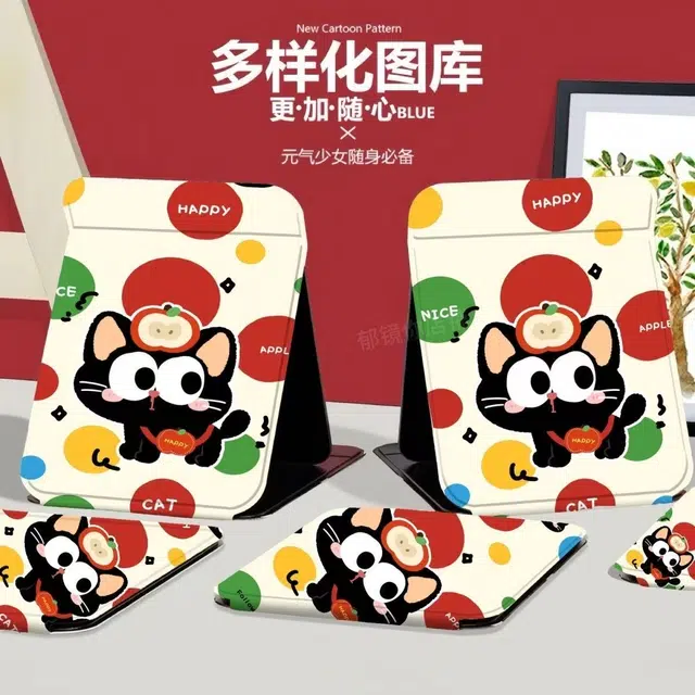 格安诺小猫可爱折叠化妆镜家用随身小镜子桌面折叠镜子化妆镜 折叠镜