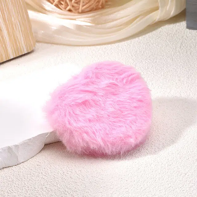 格安诺毛绒爱心双面折叠带放大镜子桃心仿兔毛化妆镜高清镜面 随身小镜