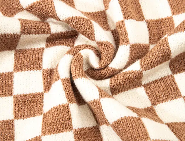 红豆 复古经典棋盘格百搭柔软 涤纶 绒线围巾 男女同款情侣款