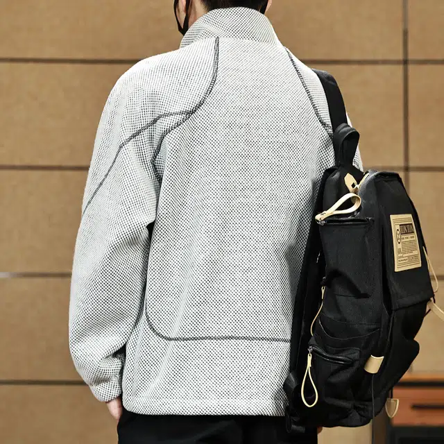 古先森 明线设计感重磅宽松立领外套 男款