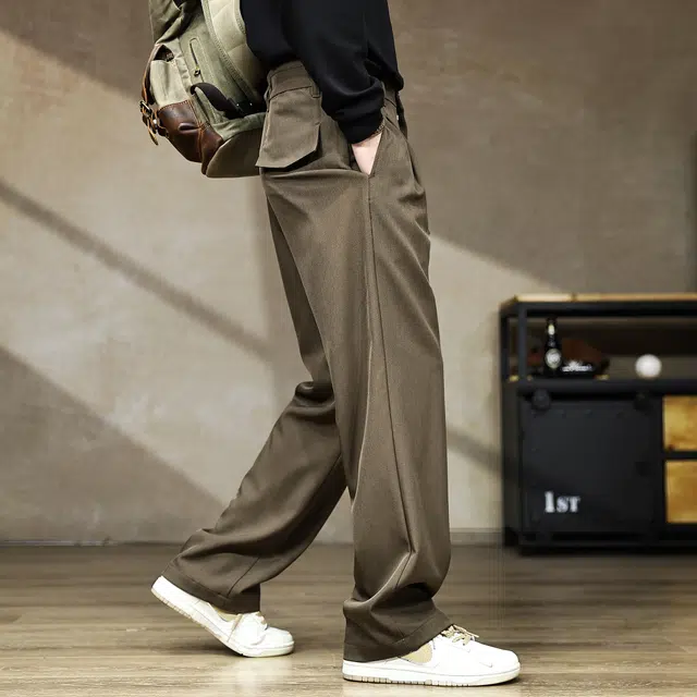 古先森 秋款 男士复古垂感痞帅时尚西装裤 宽松松弛感廓形直筒裤 男款 静奢感拉满