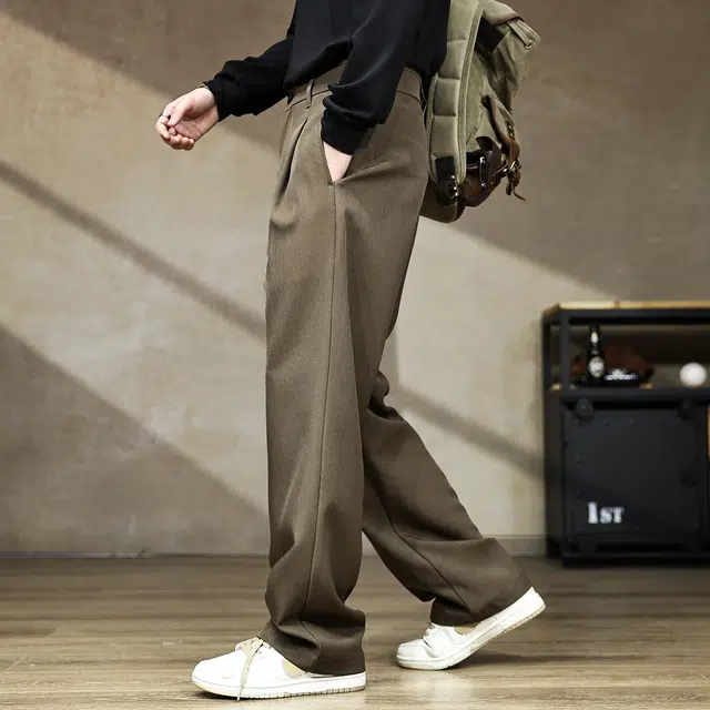 古先森 秋款 男士复古垂感痞帅时尚西装裤 宽松松弛感廓形直筒裤 男款 静奢感拉满