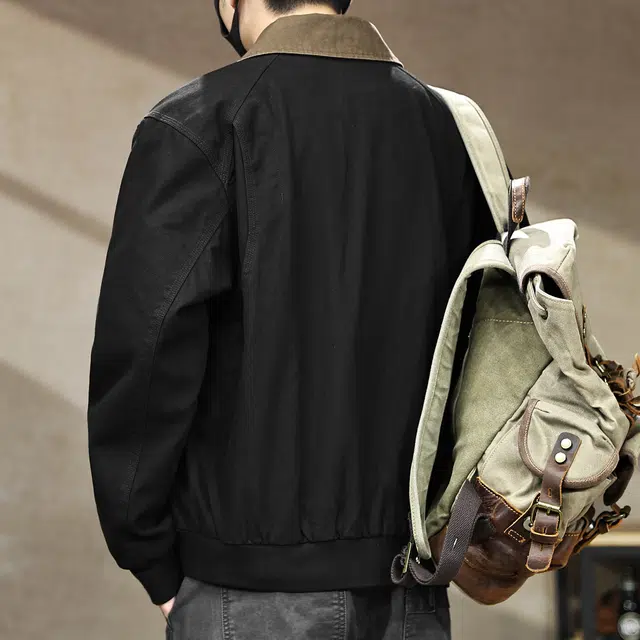 古先森 春秋款 美式经典复古底特律工装夹克 潮牌宽松休闲痞帅飞行员机车服外套 男款