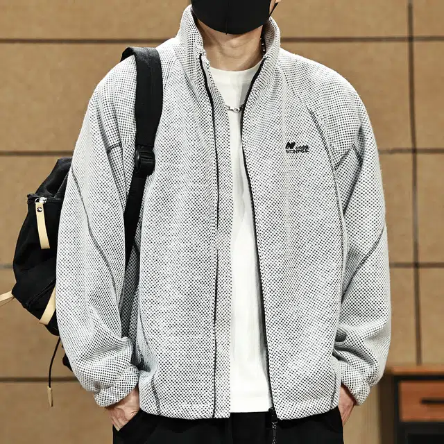 古先森 明线设计感重磅宽松立领外套 男款