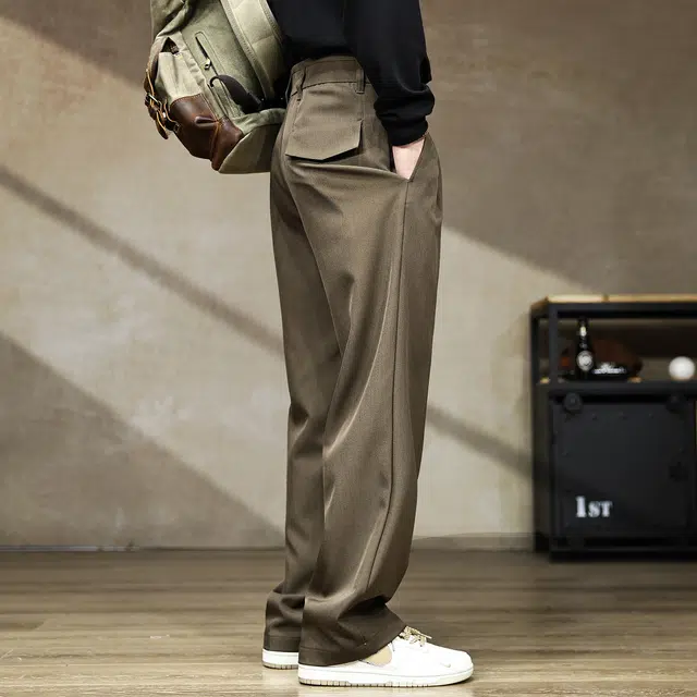 古先森 秋款 男士复古垂感痞帅时尚西装裤 宽松松弛感廓形直筒裤 男款 静奢感拉满